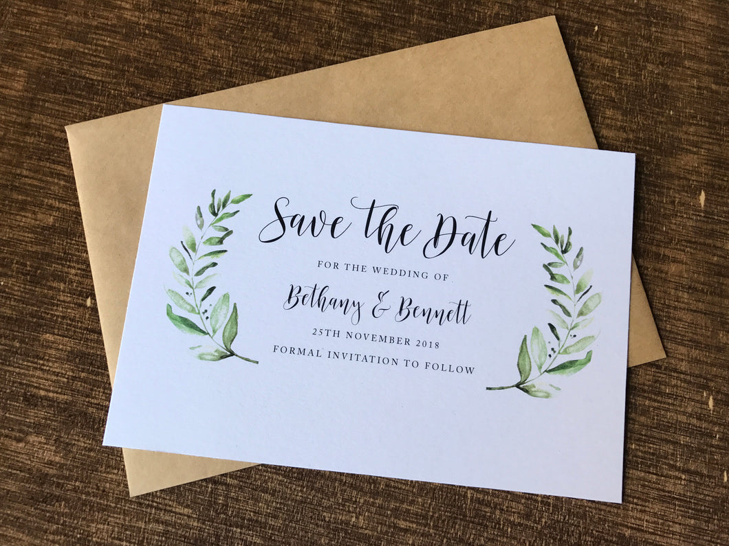 Vintage Wreath Save the Date Cards